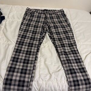H&M Black and Cream Plaid Pants
